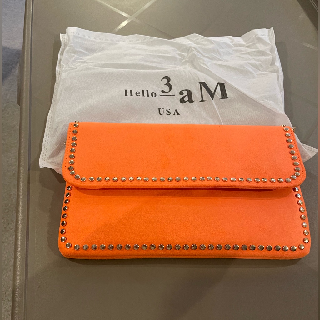 Bright Orange Crossbody Bag With Removable Chain Strap